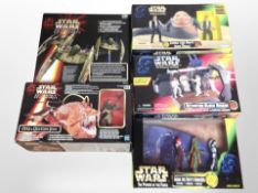 Five boxed Star Wars figures including Hasbro,