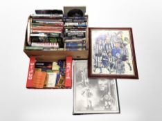 Two boxes of volumes and football fixture programmes of Newcastle United interest and two further