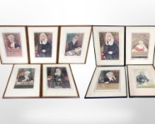 Nine colour lithograph caricatures after Ralph Sallon,