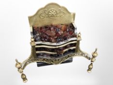 A brass electric fire, width 68cm, with glass coals.