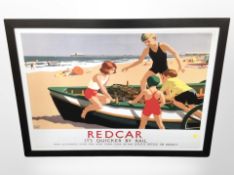 A reproduction Redcar LNER poster,