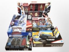 Five Hasbro Disney Star Wars figures, boxed.
