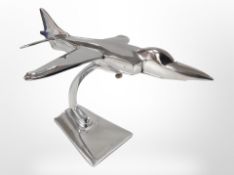 A cast-aluminium Harrier jet, length 19cm.
