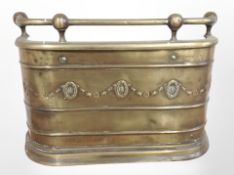 A Victorian brass fire guard, width 45cm.