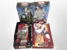 Four Hasbro Star Wars Episode I figures, boxed.