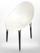 A moulded plastic chair