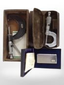 Two precision gauges, and a Ronson electronic lighter in box.