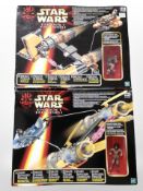 Two Hasbro Star Wars Episode I models Anakin Skywalker's Pod Racer and Sebulba's Pod Racer,