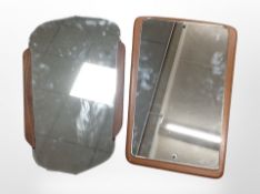 Two 1970's teak framed mirrors,