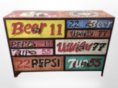 An industrial style painted eight drawer chest,