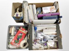 Three boxes containing a large quantity of craft items.
