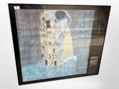 A Museum of Modern Art, New York advertising poster, The Kiss, after Gustav Klimt, 85cm x 74cm.