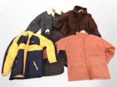 A brown leather and sheepskin flying-style jacket, size L,