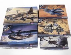 Five Academy Hobby Model kits, all military aircraft.