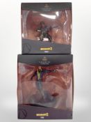 Two Weta Workshop Borderlands 3 figurines, Moze and Zane, boxed.