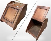 A Victorian mahogany coal receiver with brass handle, width 30cm.