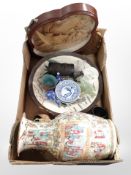 A group of oriental items including 19th-century Cantonese porcelain vase (as found), charger,
