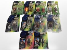 Ten Kenner and Hasbro Star Wars figurines, boxed.