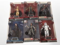 Six Disney Store Star Wars figurines, boxed.