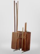 An MDF and teak modular shelving unit (dismantled)