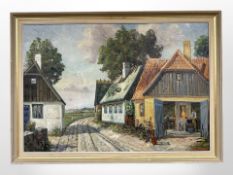 K Werner : A blacksmith's forge, oil on canvas, 96cm x 66cm.