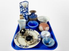 A group of Scandinavian studio pottery wares including vases, dishes, etc.