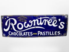 An antique enamel advertising sign, 'Rowntree's Chocolates and Pastilles', 155cm x 50cm.