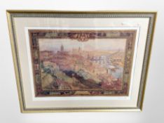 A colour print depicting The West View of Newcastle and Gateshead in the reign of George III,