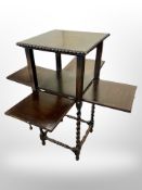 An Edwardian oak barley twist table,