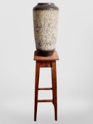 A reproduction plant pedestal and West German pottery vase