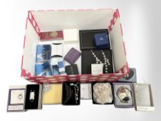 A box of assorted costume jewellery,