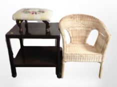 A reproduction lamp table on castors, width 50 cm,