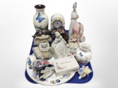 A group of ceramics including Old Tupton ware vase and cat ornament,