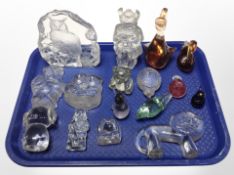 A group of Scandinavian glass paperweights, one signed 'Mats Yonunger, Sweden'.