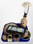 A group of Scandinavian ceramics including lamp base, bowls, etc.