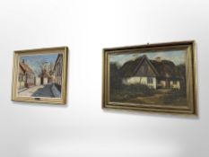 Danish School : Study of a lane, oil on canvas, 48 cm x 36 cm,