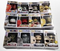 Ten Funko Pop! figures including Star wars, Marvel, etc.
