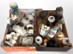 Two boxes containing an ornate carved alabaster table centre piece (af),