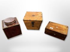 A Victorian rosewood and mother of pearl inlaid jewellery box together with a contemporary studded