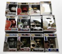 Ten Funko Pop! figures including Star wars, Marvel, etc.