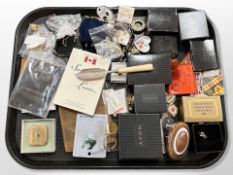 A group of Avon and other costume jewellery, Georgian silver and bone cheese knife,