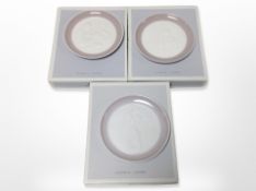 Three Lladro plates with stands, Looking Out,