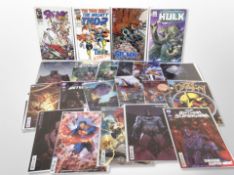 A group of contemporary Marvel DC and Image comics, Thor, The Immortal Hulk, Batman,