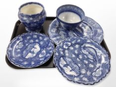 Three Maling North East Coast Industries 1929 blue and white plates,