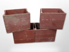 Four painted pine shipping crates