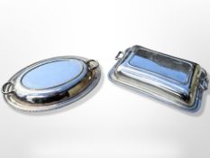 Two EPNS entrée dishes with covers,