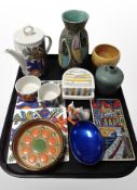 A Villeroy and Boch Acapulco teapot and matching sugar bowl and milk jug together with two further