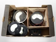 Scientific instruments to include Volt and Amp meters by Crompton Parkinson and Philip Harris Ltd