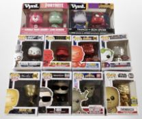 Ten Funko Pop! figures including Marvel, Star Wars, etc.