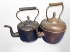 Two Victorian copper kettles